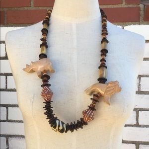 NEW VINTAGE African Tribal hand carved necklace